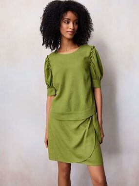 LC Lauren Conrad Moss Green Puff-Sleeve Top | Size XXL - NWT